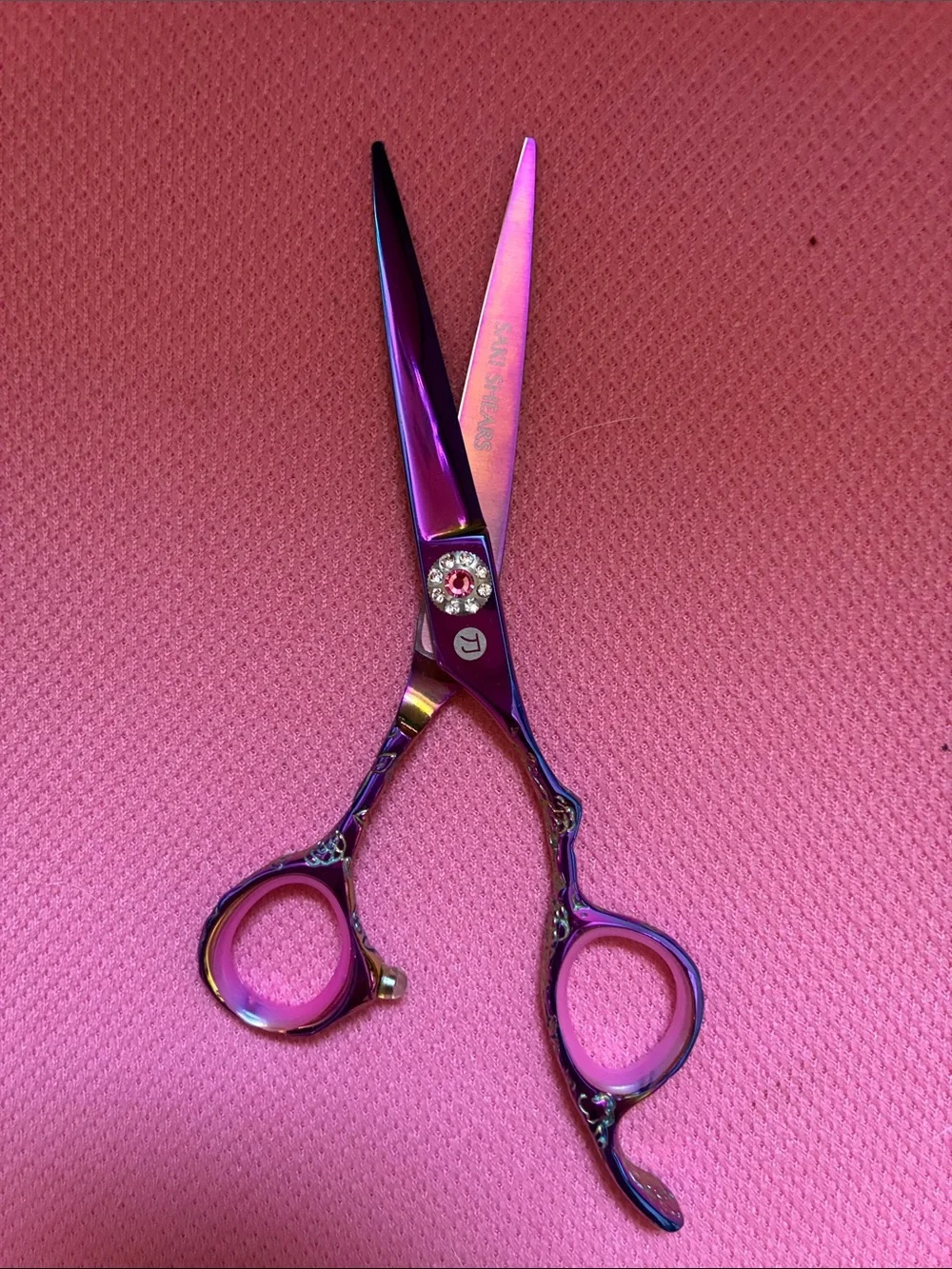 Pink Iridescent Grooming Scissors and Razor Set. Never touched one hair!